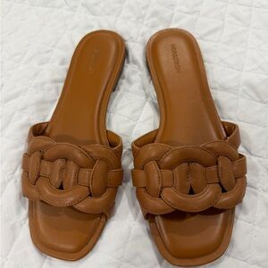 Nordstrom Tan Leather Slide Sandals